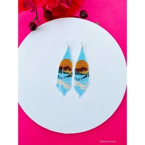 Mexican Earrings Huichol Earrings Long Earrings Hand Beaded Mexican Earrings Hui